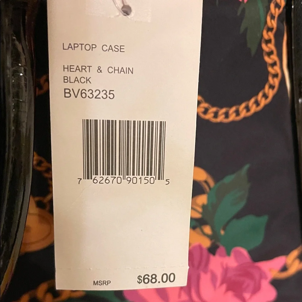 Betsey Johnson Black and Pink Floral Laptop Bag